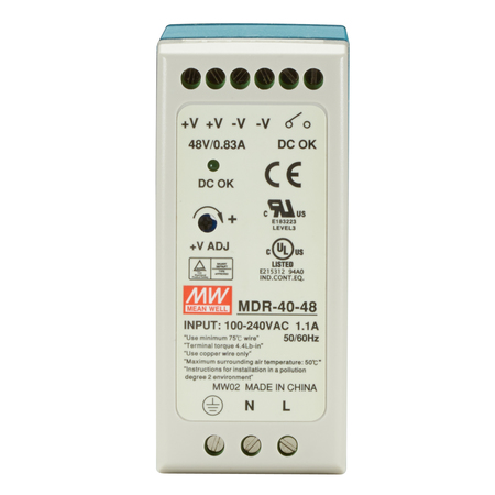 BLACK BOX Din Rail Power Supply, 40 Watts, 48 Vdc MDR-40-48